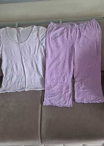 lila eflatun kısa kollu rahat pijama takımı
