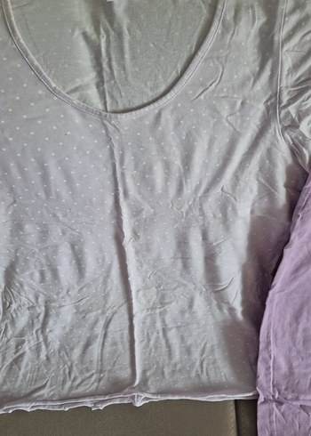 Diğer lila eflatun kısa kollu rahat pijama takımı