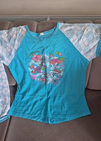 xl Beden Mavi Desenli Rahat Kadın Pijama Takımı