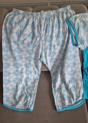 Diğer Mavi Desenli Rahat Kadın Pijama Takımı