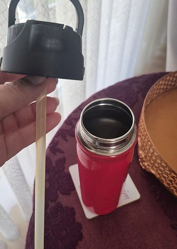 Çocuklar İçin Renkli Kırmızı çelik Termos Matara - Görsel 6