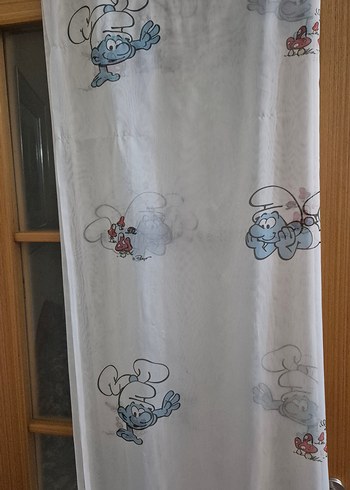 180 en 165 boy şirinler temalı çocuk odası Perde - Görsel 3