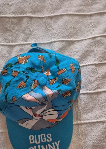 5-8 Yaş, 22 cm Beden Mavi Bugs Bunny Baskılı Ayarlanabilir Şapka
