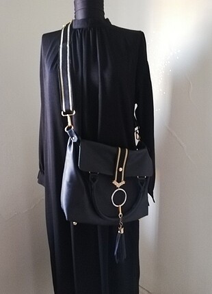  Beden siyah Renk Twist içi dışı harika çanta 