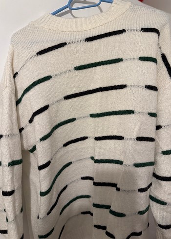 Çizgili Kadın Triko Uzun Kollu Kazak - Görsel 2