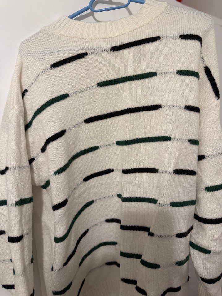 Çizgili Kadın Triko Uzun Kollu Kazak - Görsel 2