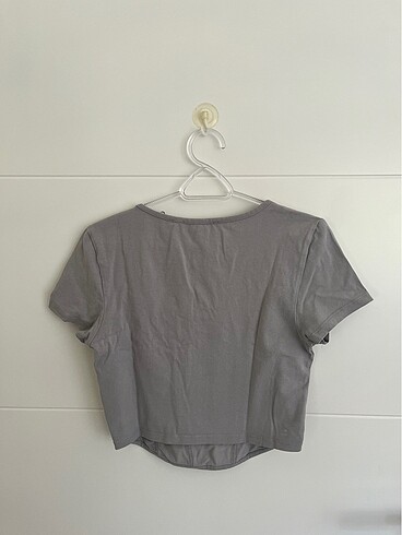 m Beden koton gri crop