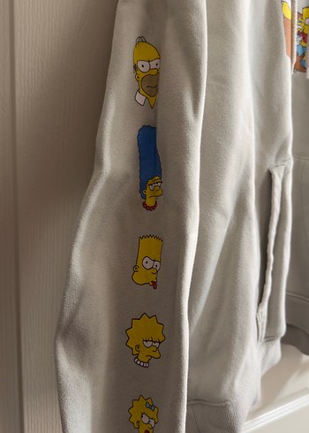 H&M Kapüşonlu oversize bej/beyaz the simpsons