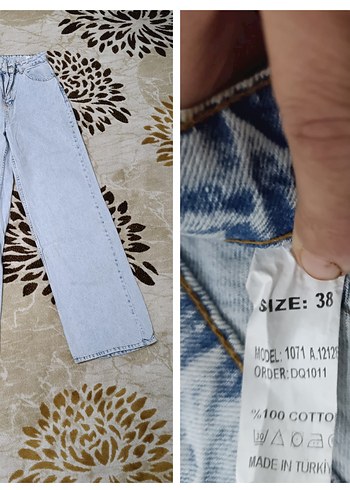 Bağlama Desenli Mavi Midi Denim Pantolon - Görsel 2