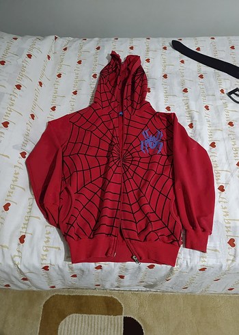 Kırmızı Baskılı Kapüşonlu Erkek Sweatshirt - Görsel 2