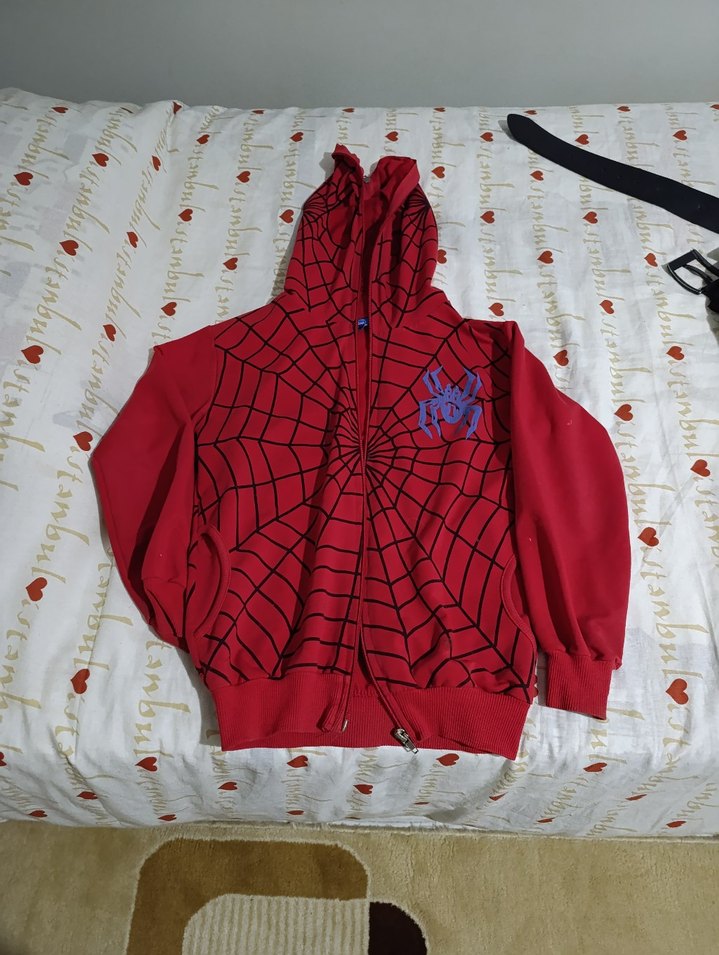 Kırmızı Baskılı Kapüşonlu Erkek Sweatshirt - Görsel 2