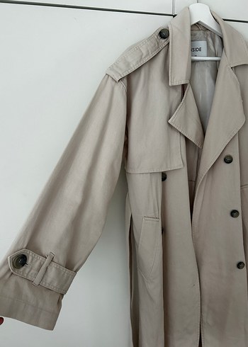 Bej Uzun Kesim Kadın Trençkot - Görsel 3