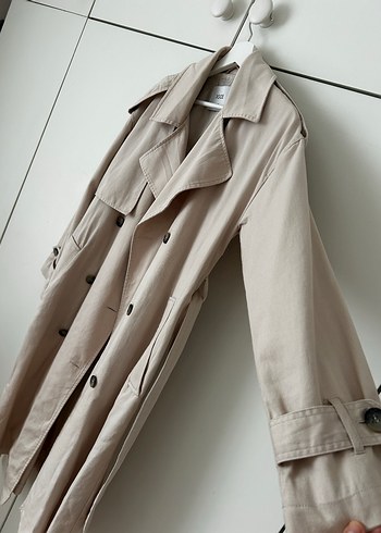 Bej Uzun Kesim Kadın Trençkot - Görsel 5