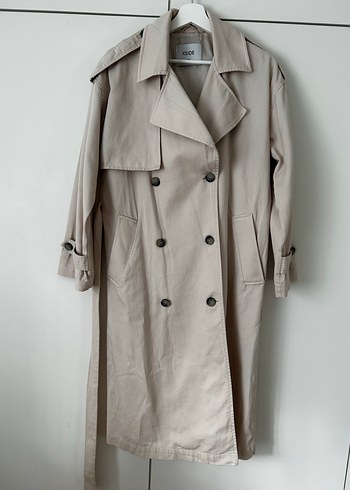 Bej Uzun Kesim Kadın Trençkot - Görsel 8