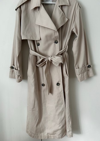 Bej Uzun Kesim Kadın Trençkot - Görsel 6