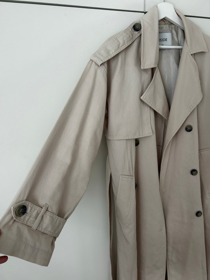 Bej Uzun Kesim Kadın Trençkot - Görsel 3