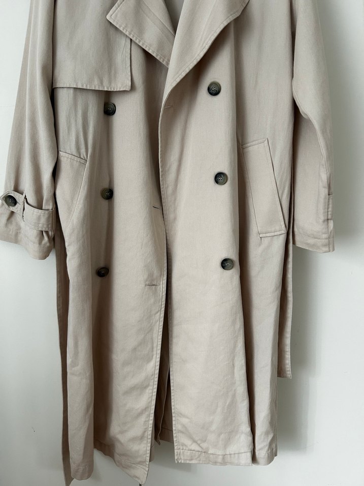 Bej Uzun Kesim Kadın Trençkot - Görsel 2