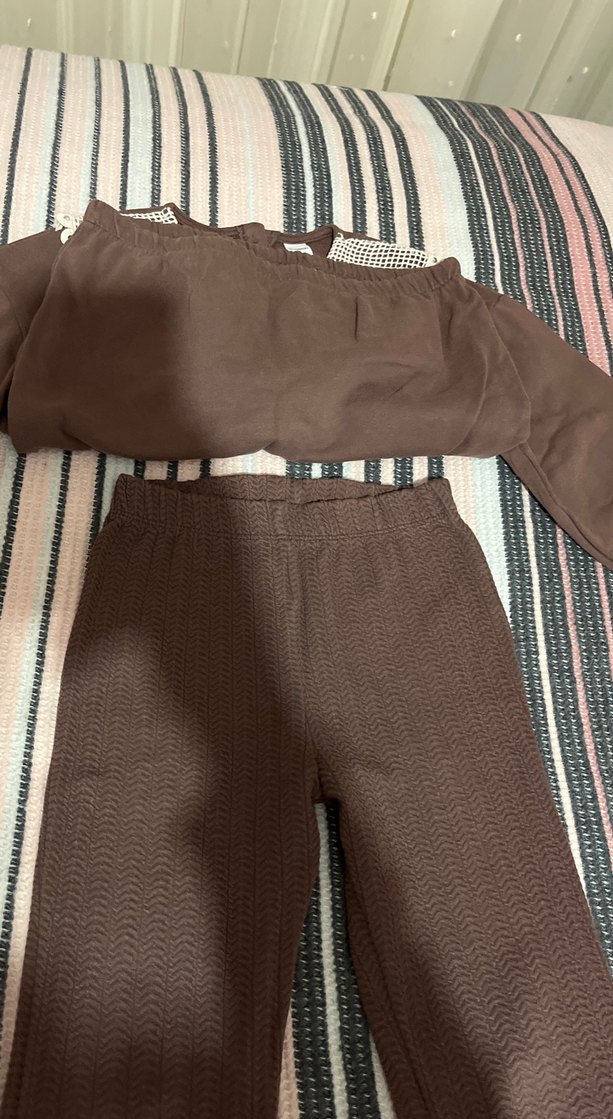 Dantel Yakalı Kahverengi Kız çocuk Takımı - Görsel 5