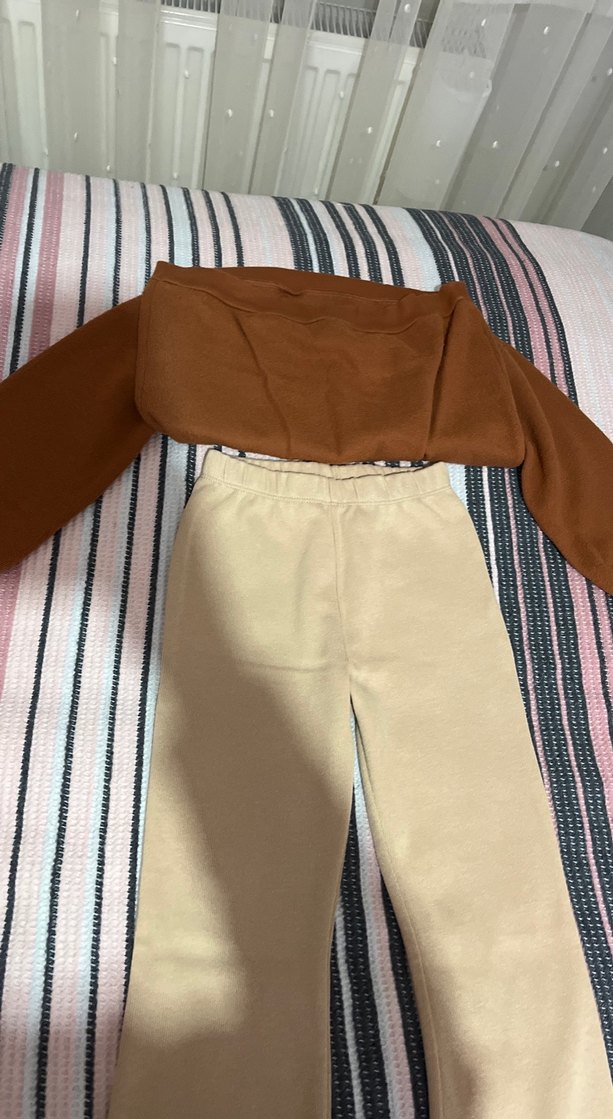 Kahverengi Uzun Kollu Kız çocuk Takımı - Görsel 5