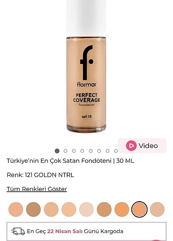 Flormar perfect coverage fondöten neredeyse dolu