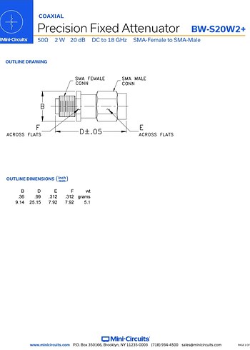 BW-S20W2+ 20dB Fixed Attenuator, DC- 18000 MHz, 50 - Görsel 3