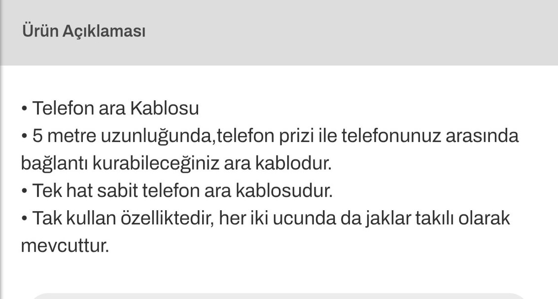 ULBAY 2 metre Siyah Telefon Ara Kablosu Rj11 - Görsel 2