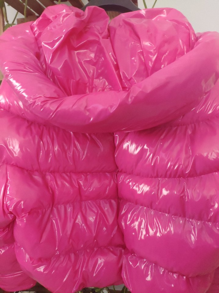 Parlak Pembe Kadın Kışlık Mont - Görsel 5