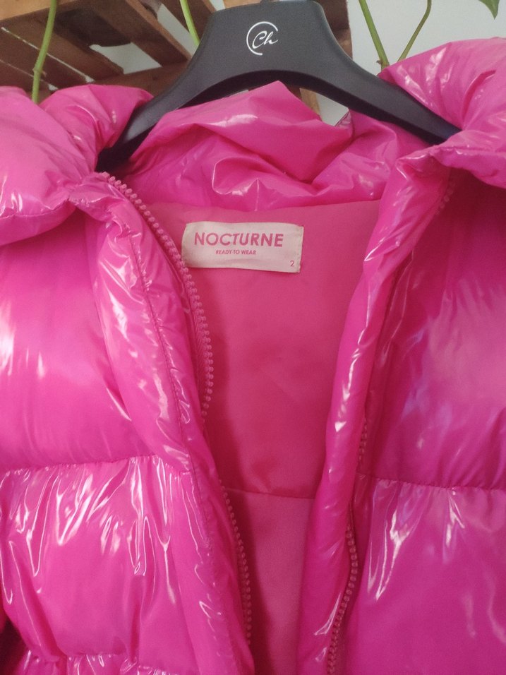 Parlak Pembe Kadın Kışlık Mont - Görsel 2