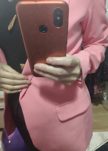 Pembe Düğmeli Kadın Blazer Ceket - Görsel 2