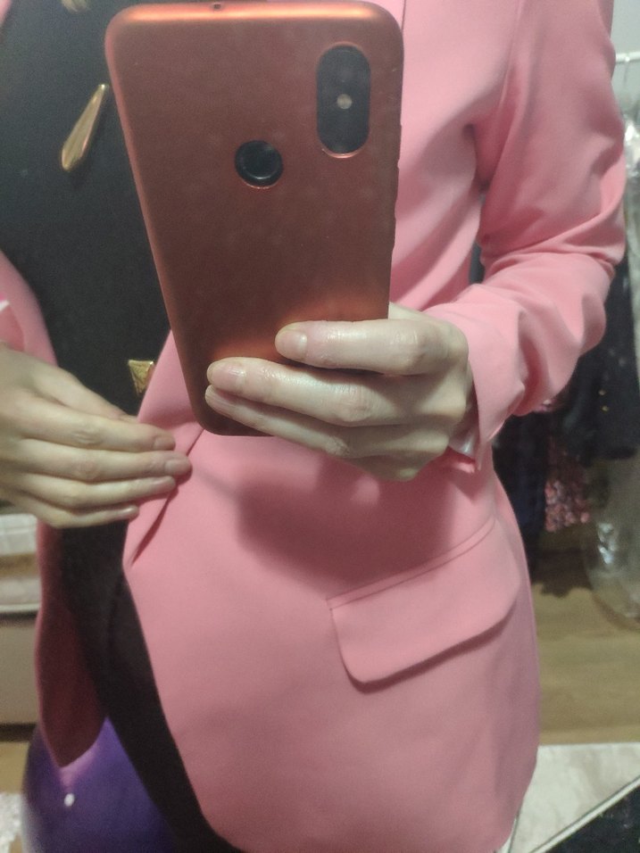 Pembe Düğmeli Kadın Blazer Ceket - Görsel 2