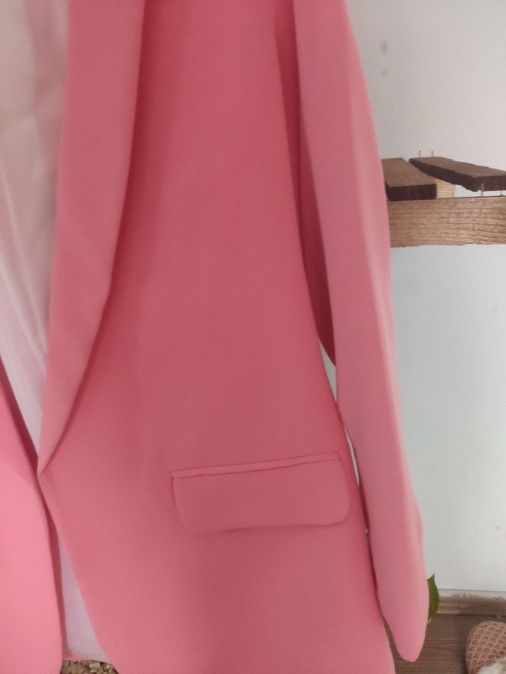 Pembe Düğmeli Kadın Blazer Ceket - Görsel 4