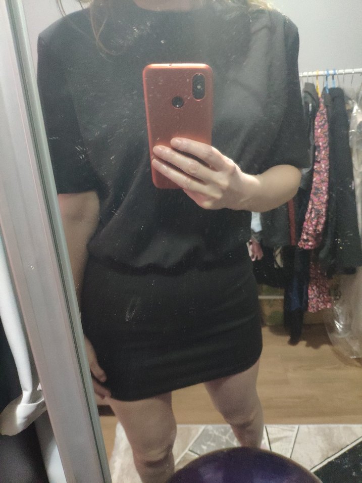 Siyah Kısa Kollu Mini Elbise - Görsel 2