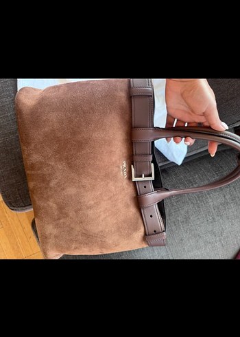 Prada Kahverengi Süet Kemerli Kadın Çanta - Görsel 7