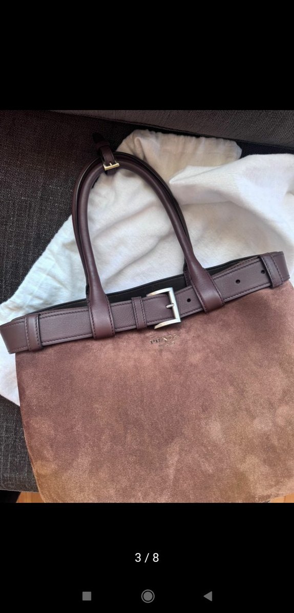 Prada Kahverengi Süet Kemerli Kadın Çanta - Görsel 2