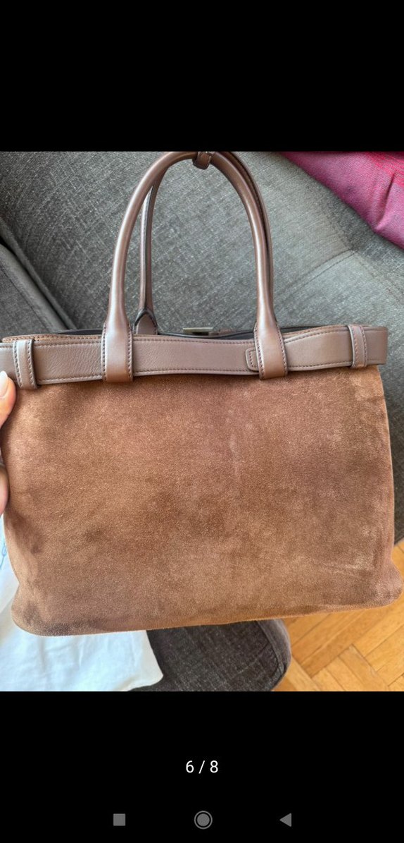 Prada Kahverengi Süet Kemerli Kadın Çanta - Görsel 5