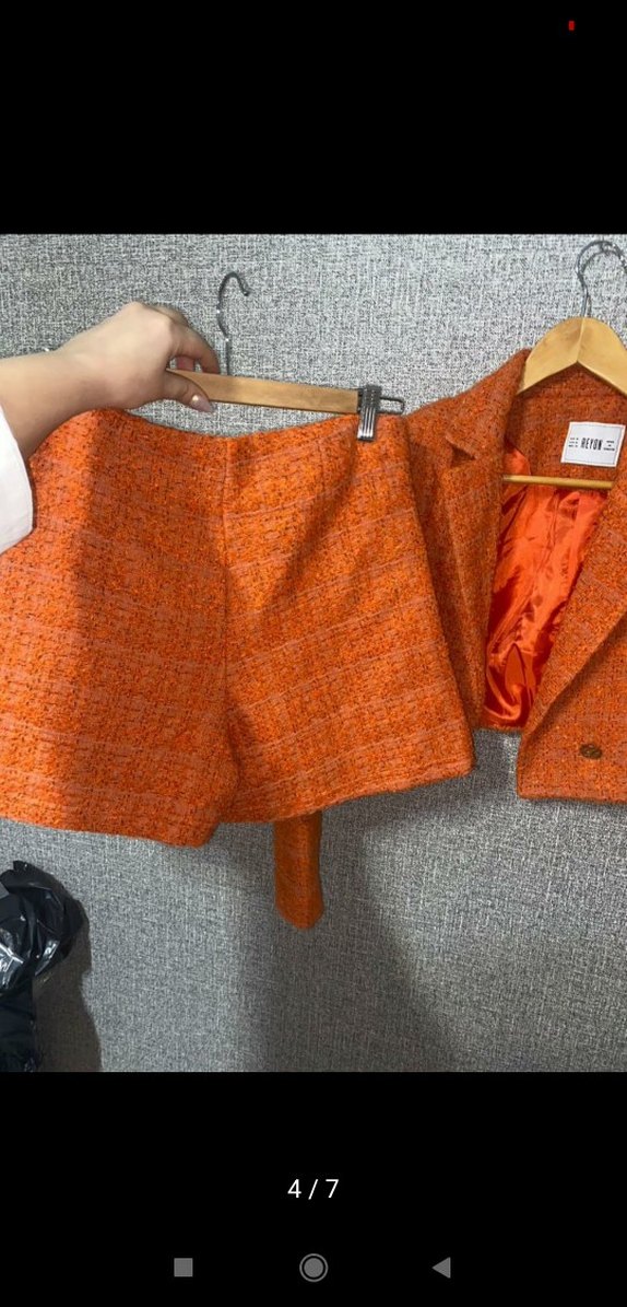 Kısa Kesim Parlak Turuncu Kadın Blazer - Görsel 5