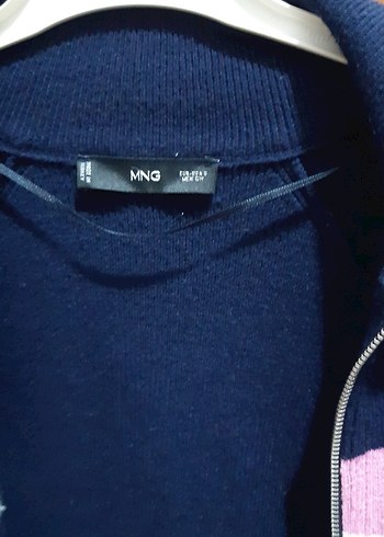 Mavi Fermuarlı Kısa Kesim Kadın Sweatshirt - Görsel 3