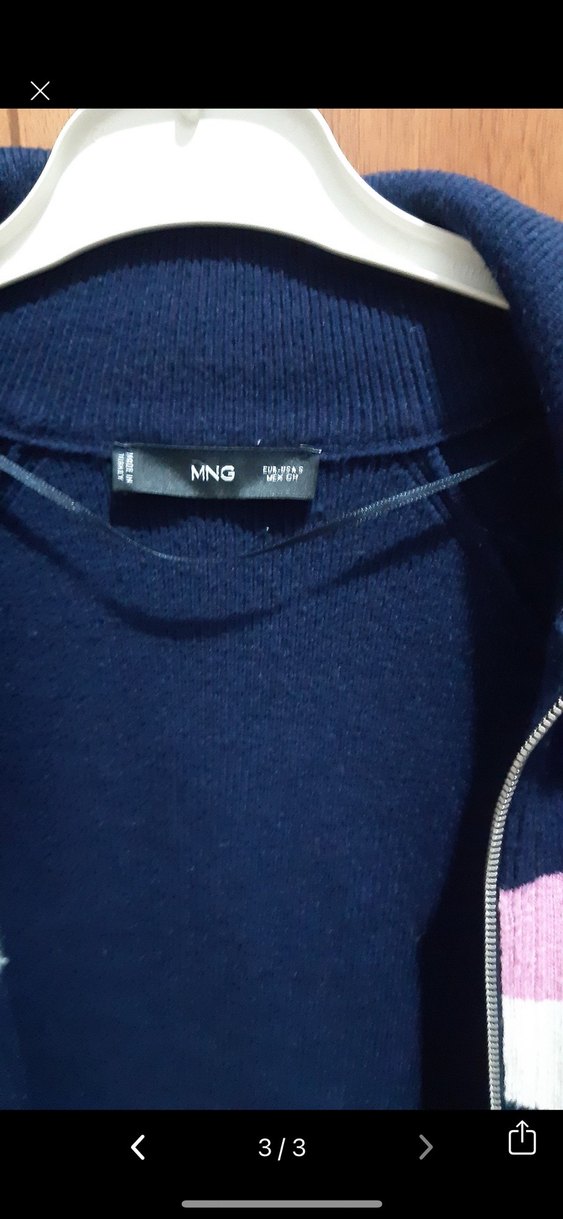 Mavi Fermuarlı Kısa Kesim Kadın Sweatshirt - Görsel 3