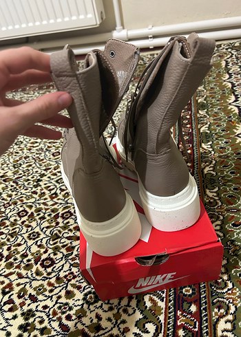 Bej Deri Bağcıklı Yüksek Topuklu Kadın Bot - Görsel 6