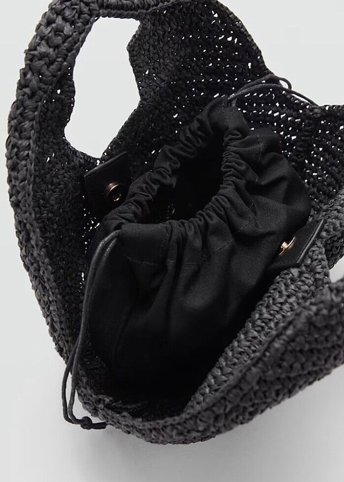 El Örgüsü Keseli Hasır Çanta - Görsel 3