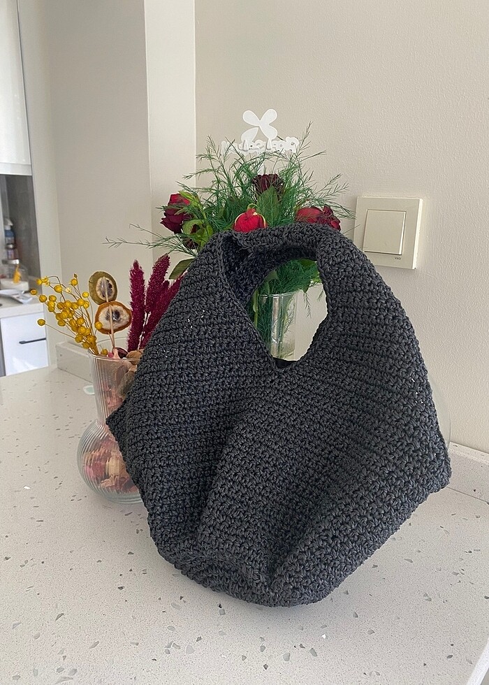 El Örgüsü Keseli Hasır Çanta - Görsel 4