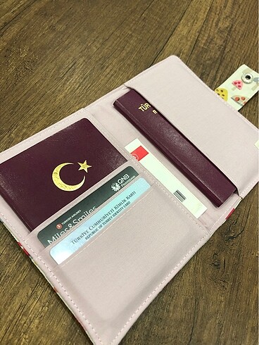 Mantar desen kumaş pasaport/ruhsat kılıfı - Görsel 5