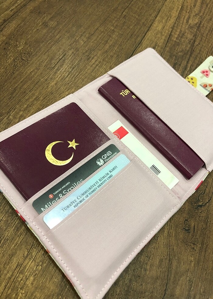 Mantar desen kumaş pasaport/ruhsat kılıfı - Görsel 5