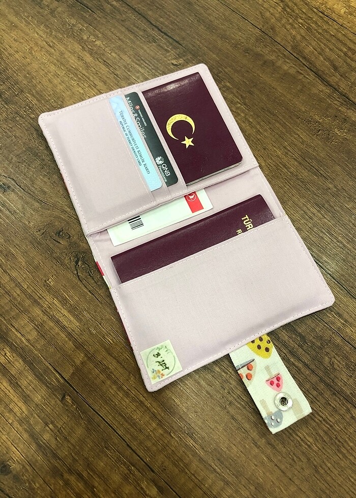 Mantar desen kumaş pasaport/ruhsat kılıfı - Görsel 4