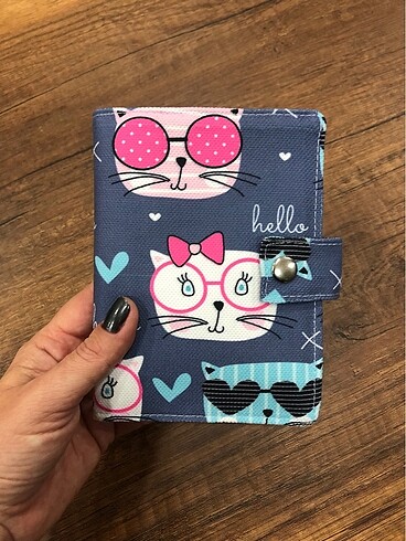 Kedi desen kumaş pasaport/ruhsat kılıfı - Görsel 2