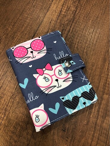 Kedi desen kumaş pasaport/ruhsat kılıfı - Görsel 3