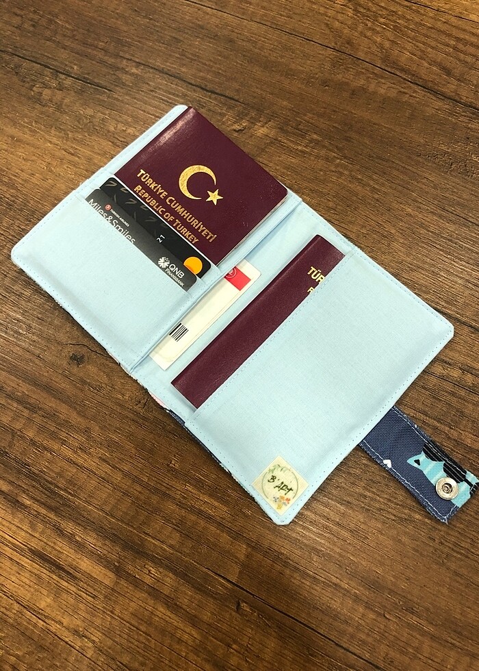 Kedi desen kumaş pasaport/ruhsat kılıfı - Görsel 4