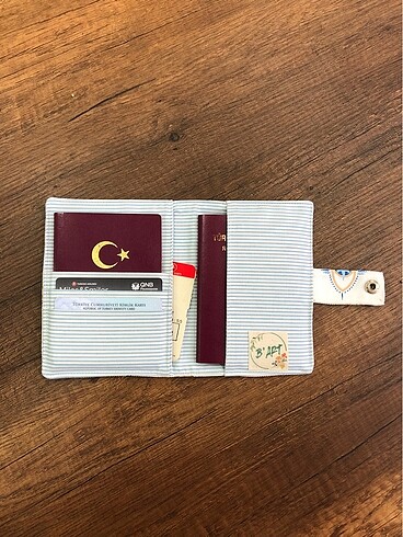 Göz/nazar desen kumaş pasaport/ruhsat kılıfı - Görsel 3