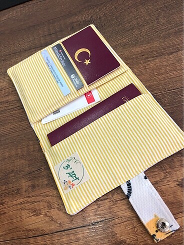 Kedi desen kumaş pasaport/ruhsat kılıfı - Görsel 5