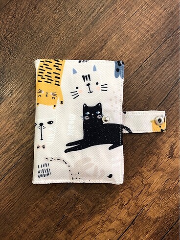 Kedi desen kumaş pasaport/ruhsat kılıfı - Görsel 6